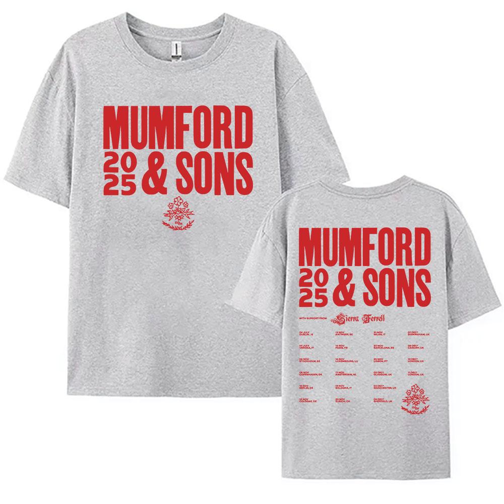 

2025 Тур Mumford & Sons Футболка Фолк-рок группа Альбом RUSHMERE Новые футболки Летний хлопок Мужская Женская Футболка Унисекс Уличная одежда Футболка 4XL