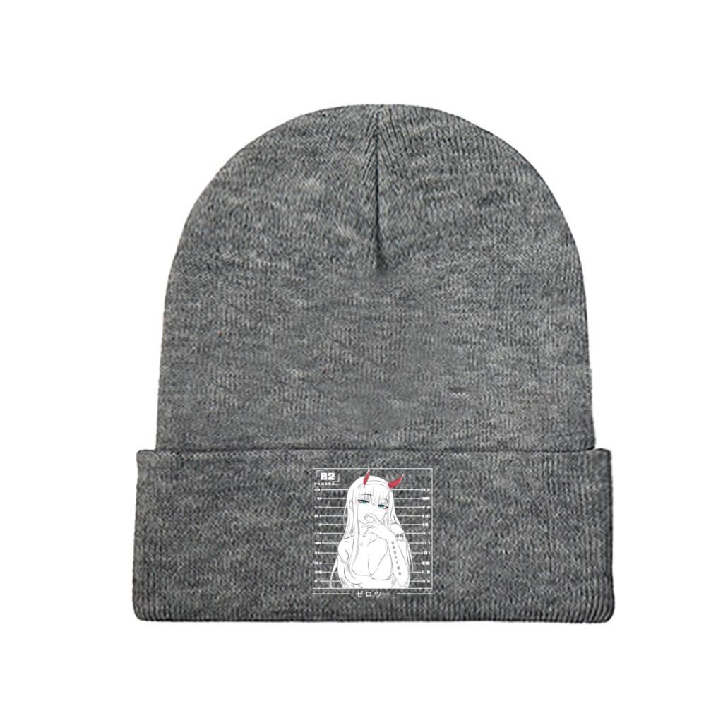 Zero Two Darling In The Franxx Knitted Caps Women's Unisex's Beanie Autumn Winter Hat Polyester Sexy Crochet Cap