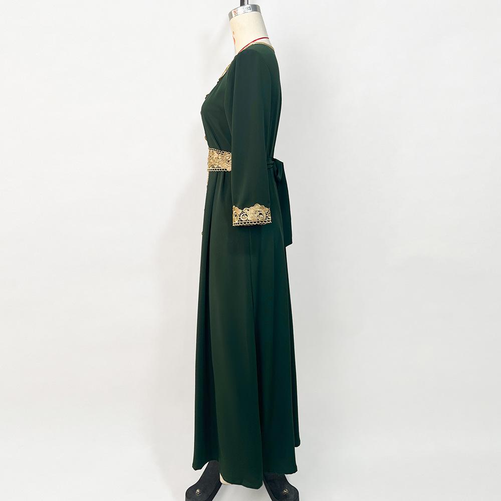 Middle Eastern Muslim Women's Embroidered Robe Loose Casual Long Ethnic Style Dress