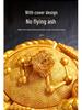 Golden Toad Resin Ashtray with Lid - Chinese Style Ornament for Home, Office, or Tea Table