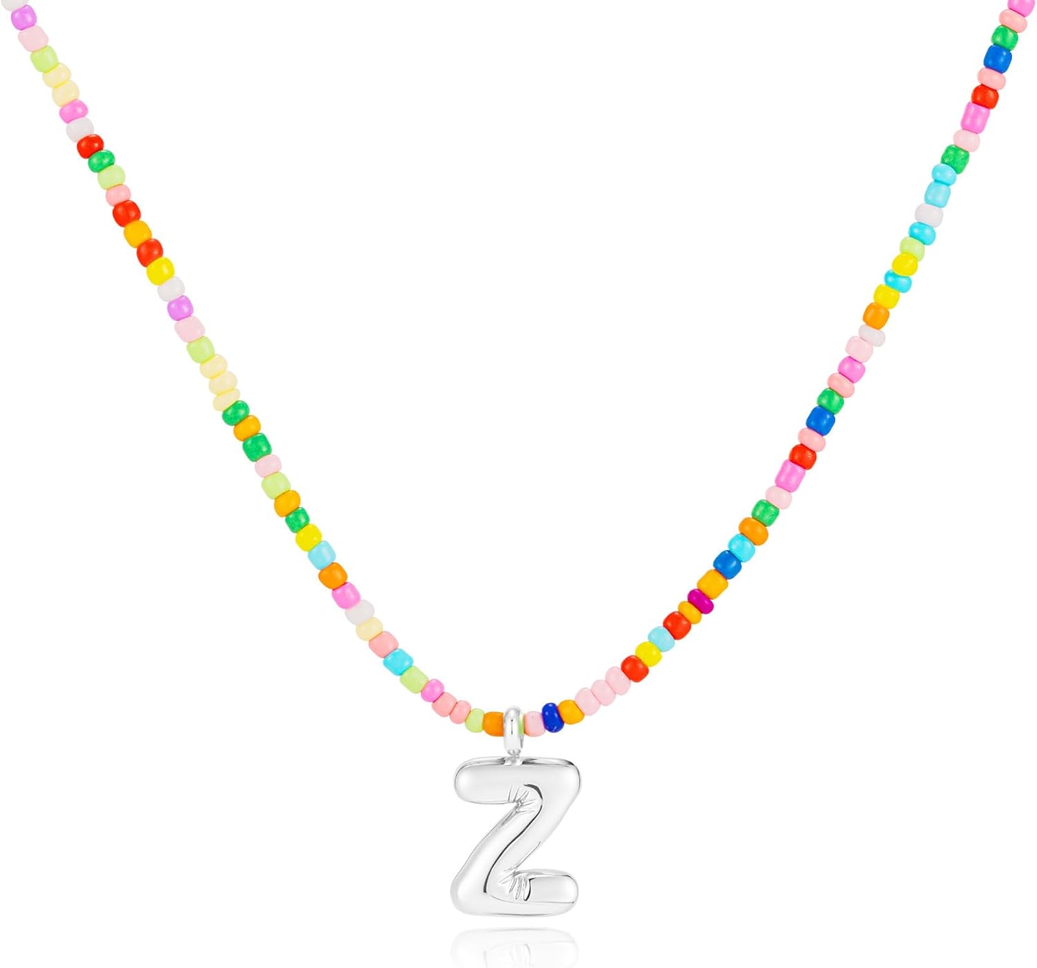 

Красочное ожерелье с алфавитом для женщин - Ожерелье с алфавитом из пузырьков A-Z, ожерелье из бусин ручной работы, идеально подходит для подарка девочкам, модная бижутерия Z серебряный
