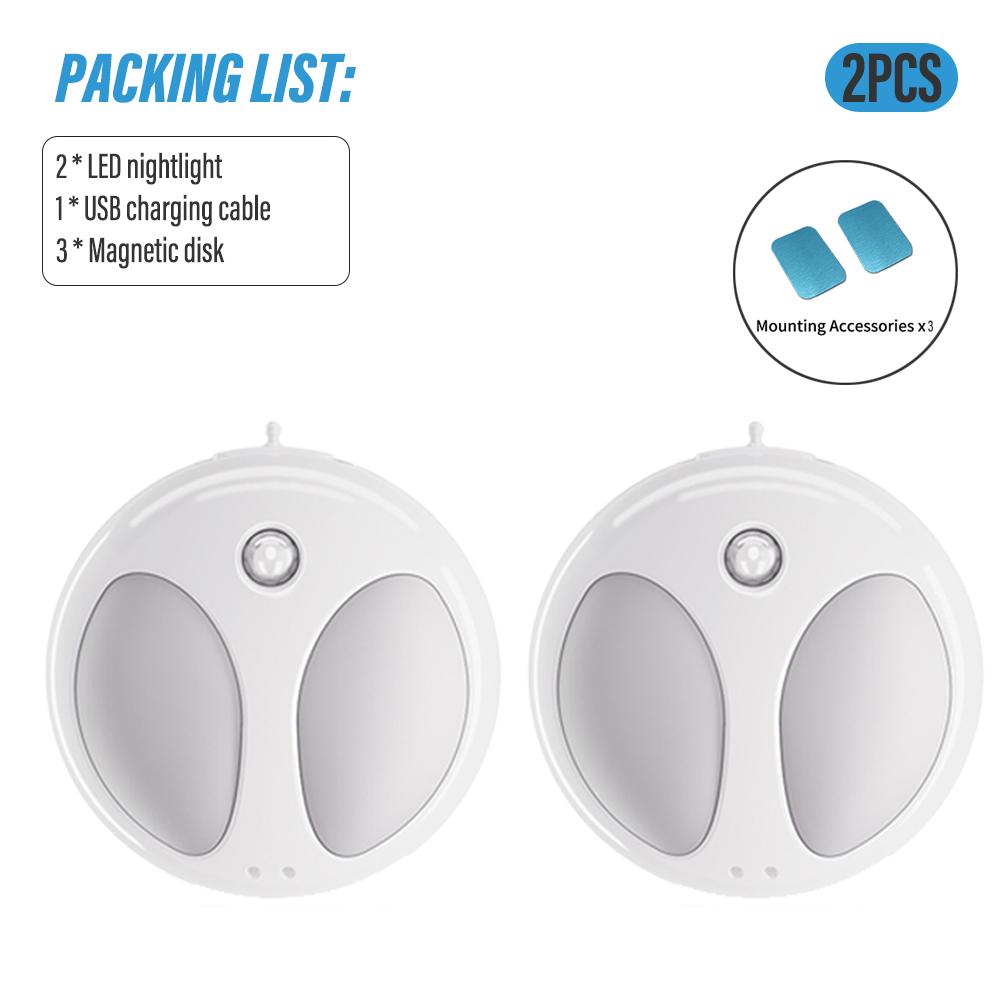 Smart LED Motion Sensor Night Light 1/2 Piece Rechargeable Motion Sensor Night Light Magnetic Wall Mount Three Light Modes