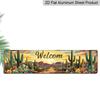 2D Flat 1pc Country Style Welcome Desert Cactus Metal Sign- Aluminum Decorative Sign, 3.93X15.74Inches, Farmhouse and Office Decor, No Electricity