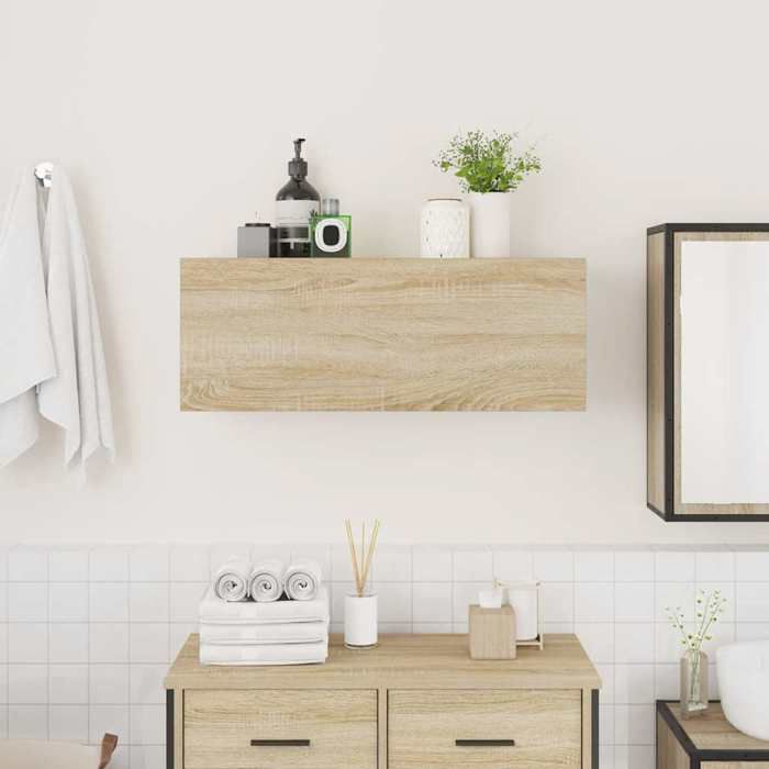VidaXL Wall-mounted Bathroom Cabinet Sonoma Oak 80x25x30 Cm Engineered Wood 860078