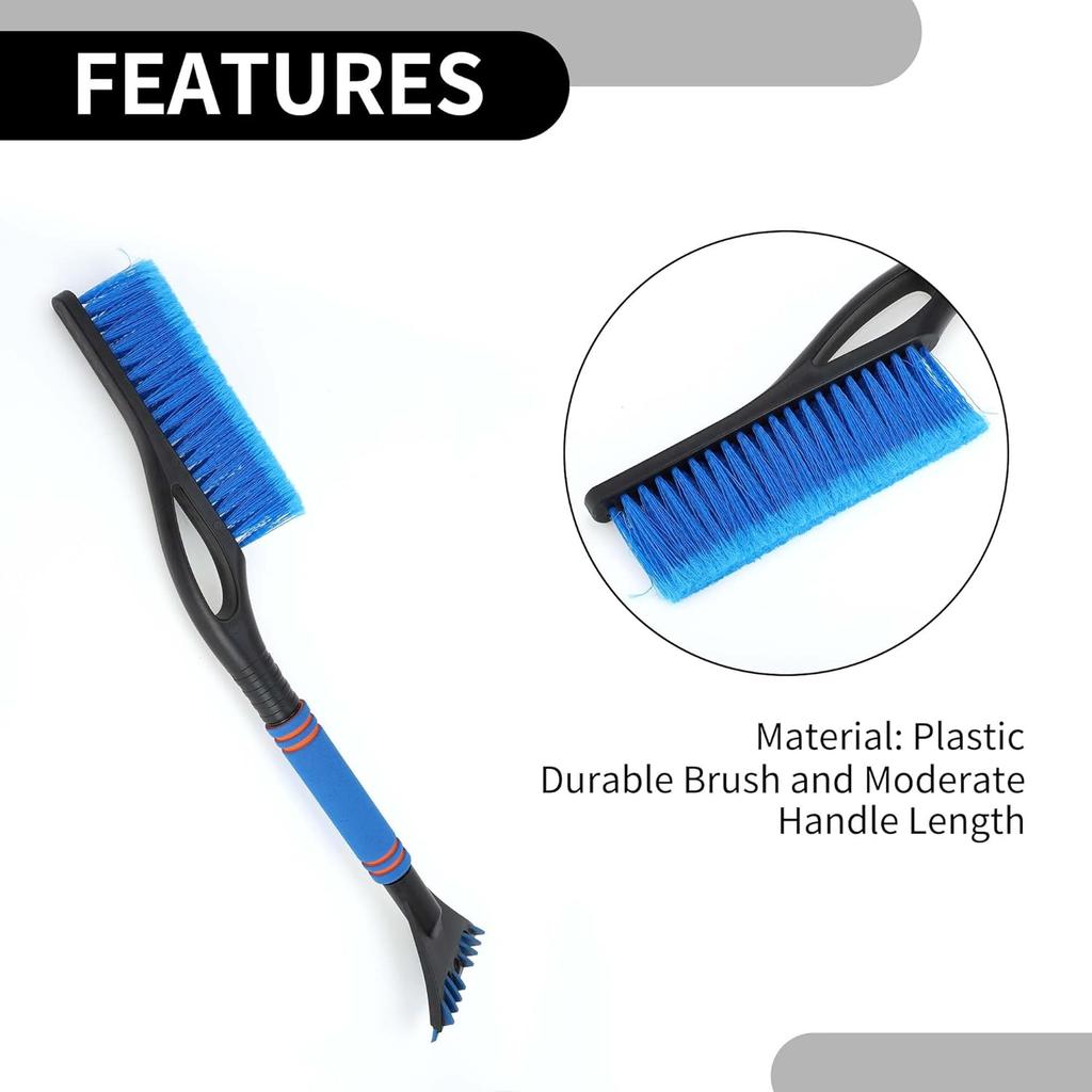 1pc 60x11cm Universal Car Ice Scraper Brush with Broom - SUV Snow Frost Remover for Car Truck RV Windscreen Side Window Anti Crash - Plastic Blue