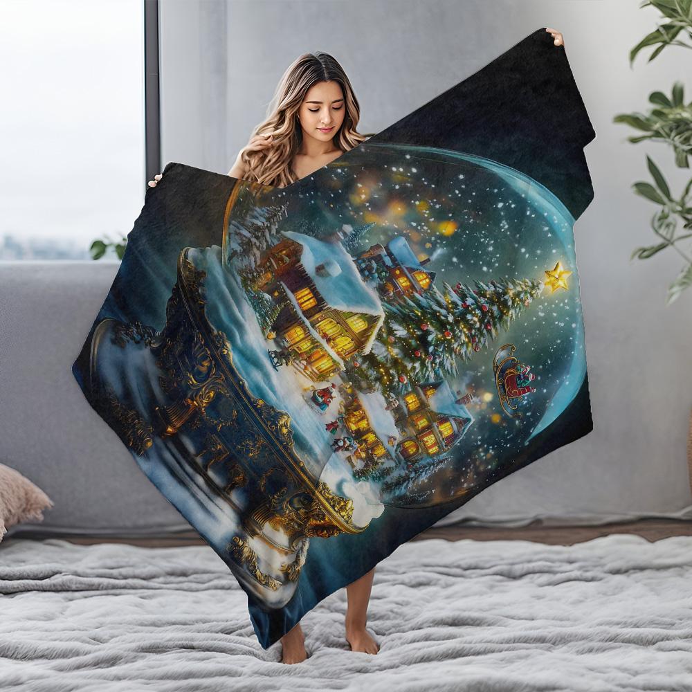 Tuniu Winter-Weihnachtsszene Fleece-Decke Sofa Bett Zimmer Dekorativer Überwurf