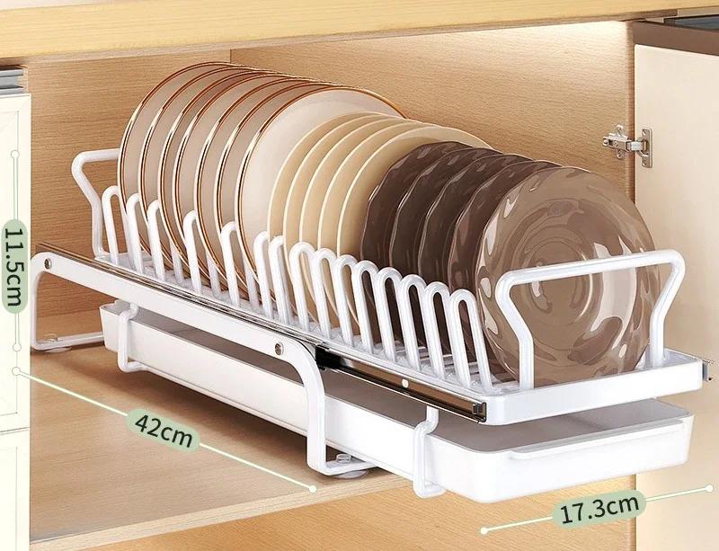 Dish Storage Rack Kitchen Shelves Utensils Organizer Kitchen Accessories Shelf Cutlery Organizer Useful Cabinet Organization