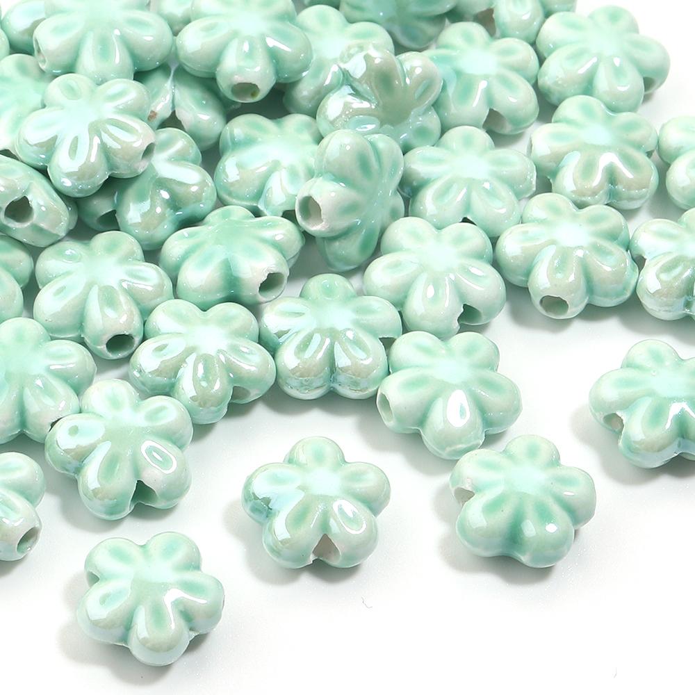 10pcs Colorful Cherry Blossoms Ceramic Beads Mini Flower Loose Spacer Beads For Jewelry Making DIY Bracelet Necklace Accessories