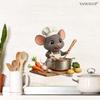 Cute Squirrel Mouse Chef Wall Sticker Self-Adhesive Waterproof Removable for Kitchen Living Room Background Wall Home Decor Art