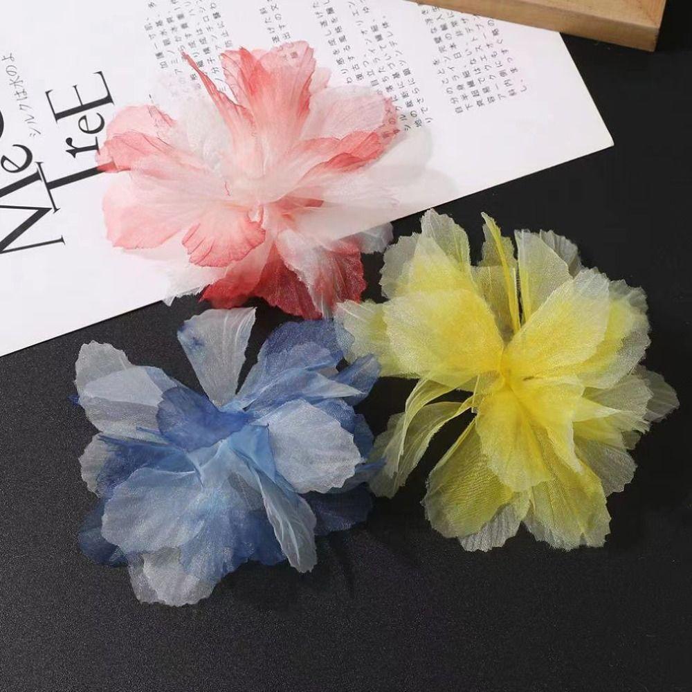 10 Stück Blüten Stoffaufnäher 3D Stoffapplikation Organza Blumen Aufnäher Kleid Dekoration