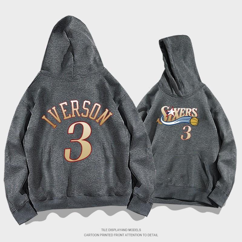 Mens Hooded Sweatshirt With Print Design Loose Fit Cotton Pullover Basketball Training Casual Wear