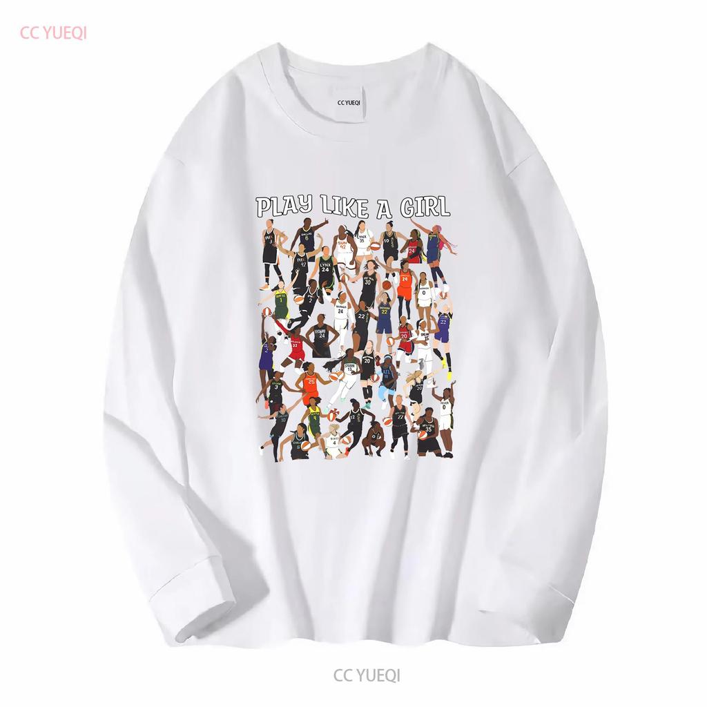 Spiele wie ein Mädchen WNBA Spieler Trikot T-Shirt lang- oder kurzärmlig Vintage gewaschen Weich Bequem Vielseitig homme Stilvoll