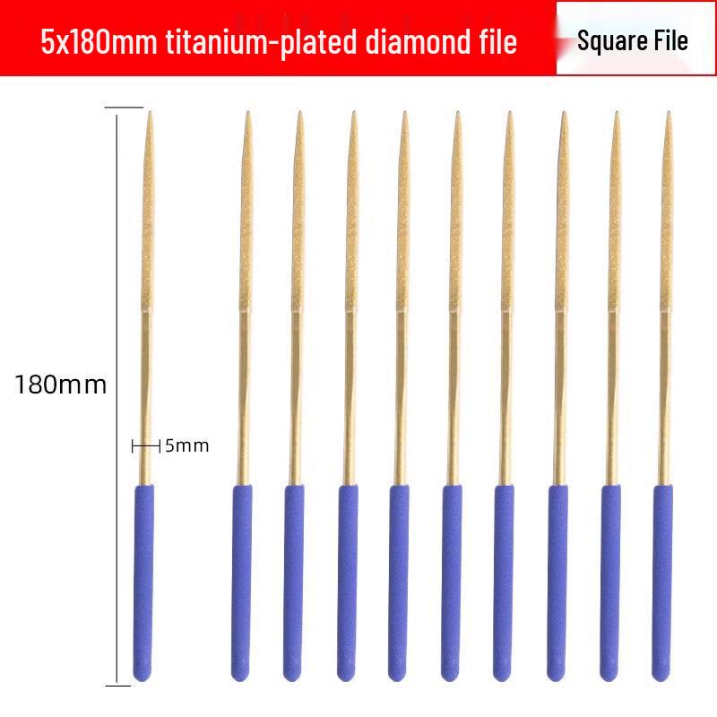 Titanium-Plated Diamond File Set: Flat/Incline with Extra Grade Carborundum for Precision Shaping, Free Shipping