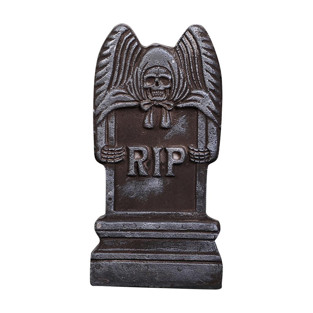 Halloweenský pěnový náhrobek na hřbitov, Halloweenský náhrobek venkovní dekorace pro hrobovou výzdobu s 12 kovovými kolíky pro hřbitovní dvůr, party dekorace