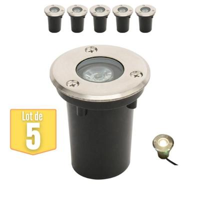 Set of 5 Waterproof Recessed LED Spotlights 1W 100lm 4000K IP67