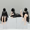 3D Mysterious Statue Gothic Black Robe Queen Figure Bookshelf Sculpture Spooky Sitting Statues Desktop Ornaments Halloween Gifts