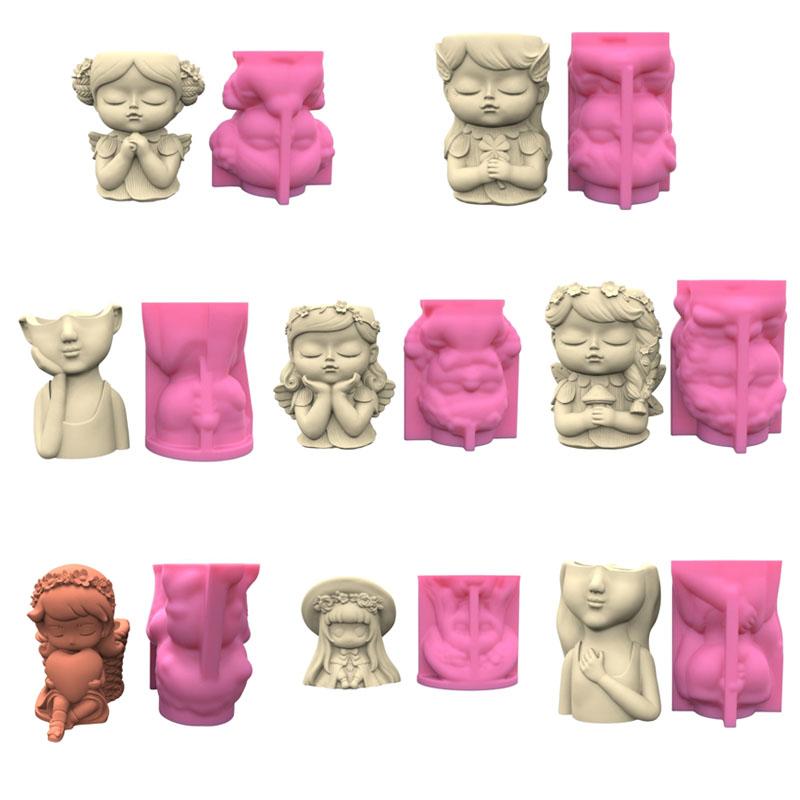 Versatile Silicone Vase Mold Concrete Molds Silicone Casting Mold Girl Shaped