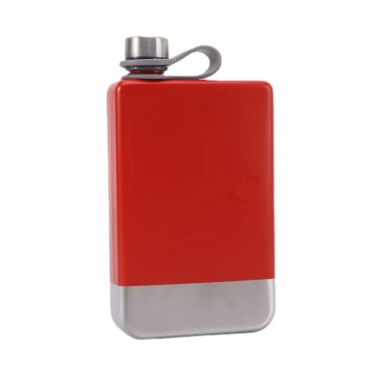 9oz Paint Portable Wine Bottle Stainless Steel Hip Flask Creative Flat Outdoor Liquor Bottle красный