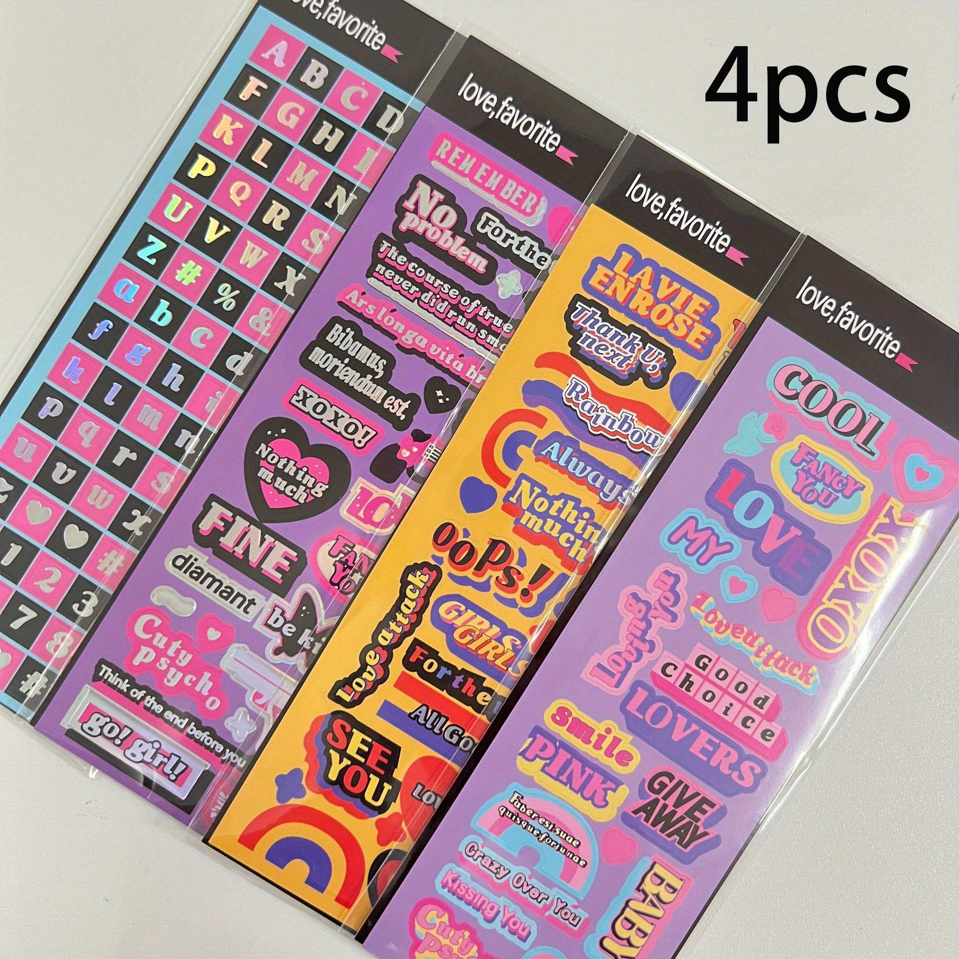 

4 шт. горячих серебряных текстовых наклеек в красочных стилях - ретро-наклейки с английским алфавитом для креативных карт Goo и счетов вручную своими руками 4pcs
