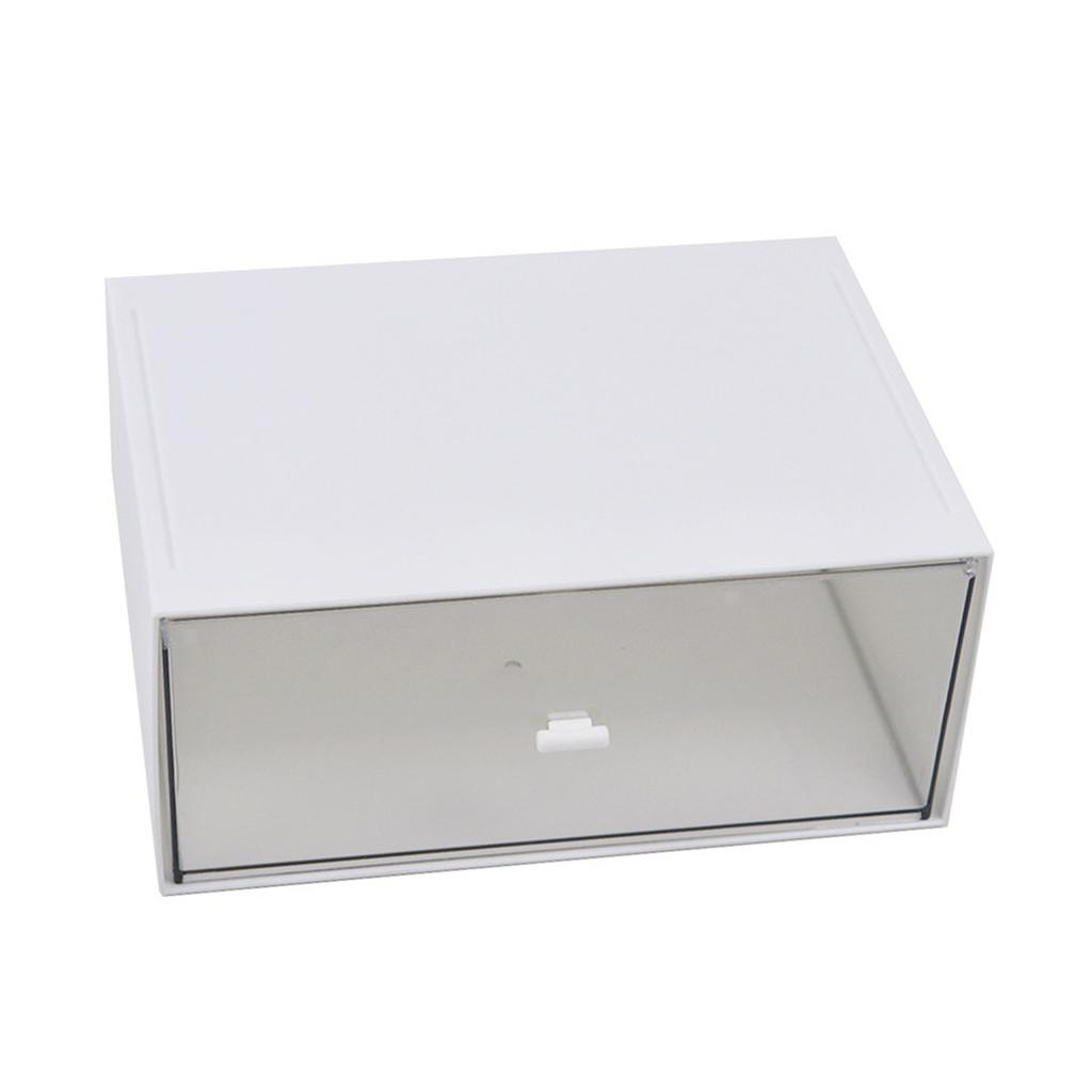 Desk Organizer Clear Plastic Stackable Vanity Storage Box with Drawer for Home Office Desktop