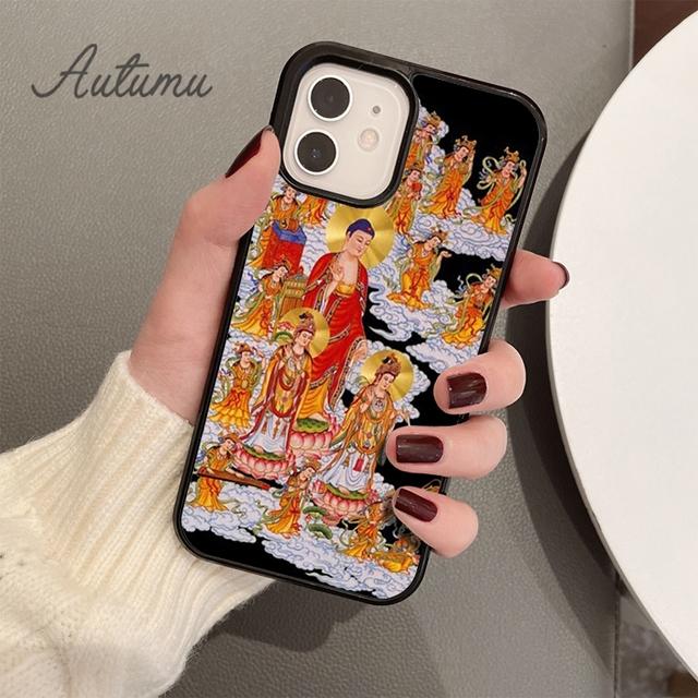 Retro Galaktische Gautama Buddha Budha Telefon Fall für iPhone 11 12 13 14 Pro Max mini XR XS SE 2020 6 7 8 Plus Galaxy S21 S22 Abdeckung