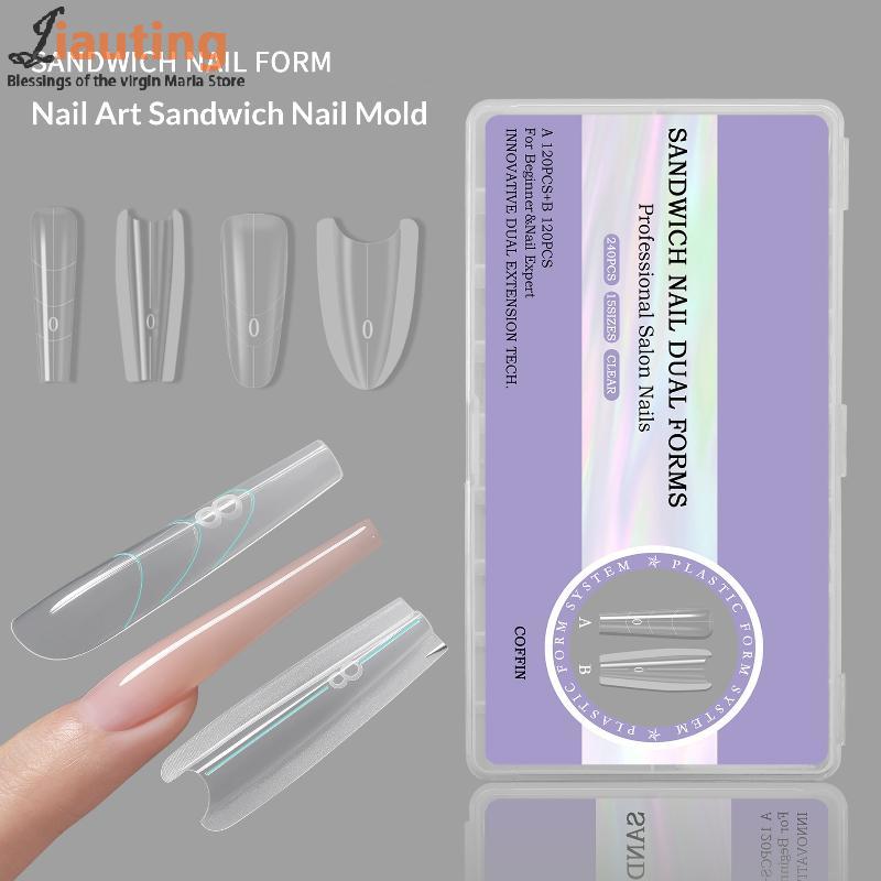 240pcs Sandwich Nail Mask Rapid Extension Paperless Tray Crystal Light Therapy No Need To Build Molds Exclusive for Nail Salon