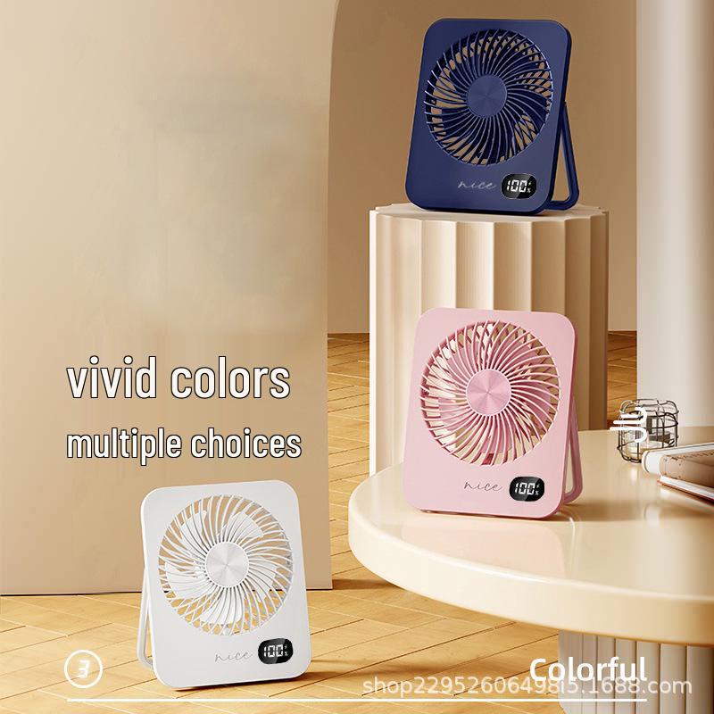 USB Desktop Fan K38 - Silent, Strong Wind, Portable, Wall-Mounted, Digital Display, Thin Design for Home Use