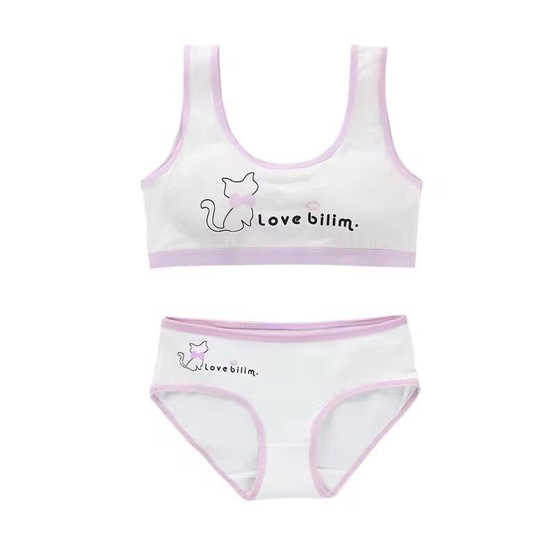 Girls Bra Cotton Underwear For Teenager Training Bra Set for Student Puberty Vest Bras 8-14Years
