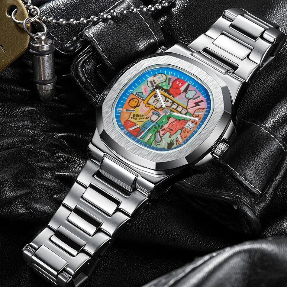 Square Retro Watch for Men Light Luxury Brand Genuine Gift New Stainless Steel Strap Waterproof Quartz Watch