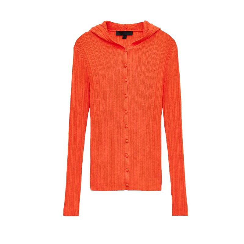 Spring New Women's Clothing Rib Hooded Knitting Outwear 9598036 Rib Knitting Vest 9598035