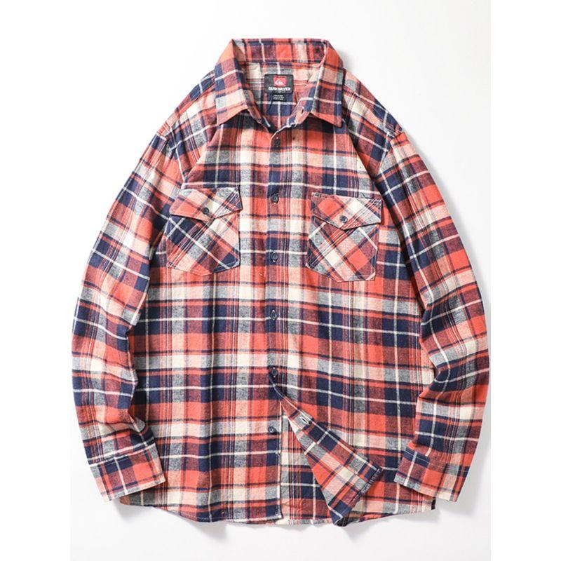 Retro Casual Brushed Long Sleeve Export Plaid Shirt