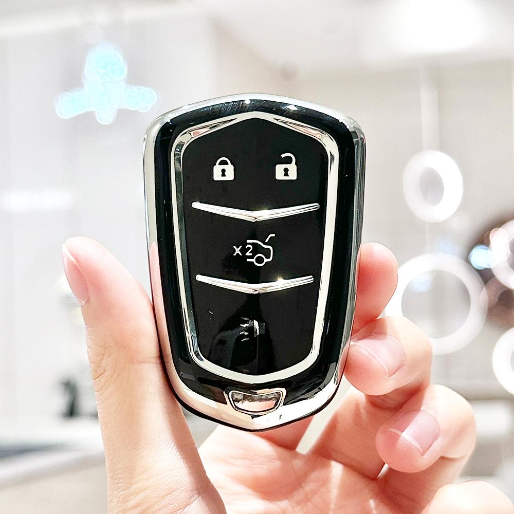 

Tpu Silver Edge Car Key Cover Case For Cadillac Escalade Esv Xt5 Xt4 Xt6 Ct5 Ct6 Ct4 Xts Auto Shell Fob Holder Accessories