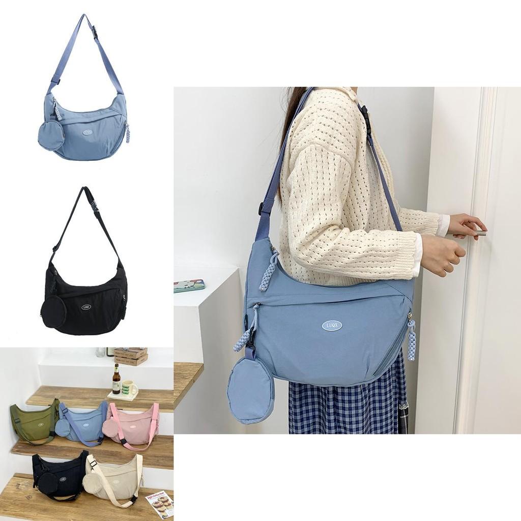 Minimalist Nylon Solid Color Dumpling Bag With Internal Pouch For School And Work
