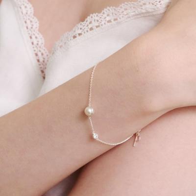 NUOY [Silver 925] White Shimmering Pearl Bracelet