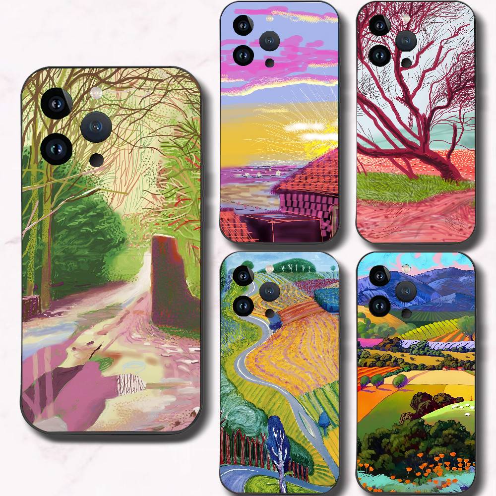 David Hockney Art Phone Case Black Silicone Soft Shell For IPhone 17 16 15 14 13 12 11 Air Pro Max Plus Hot Sale