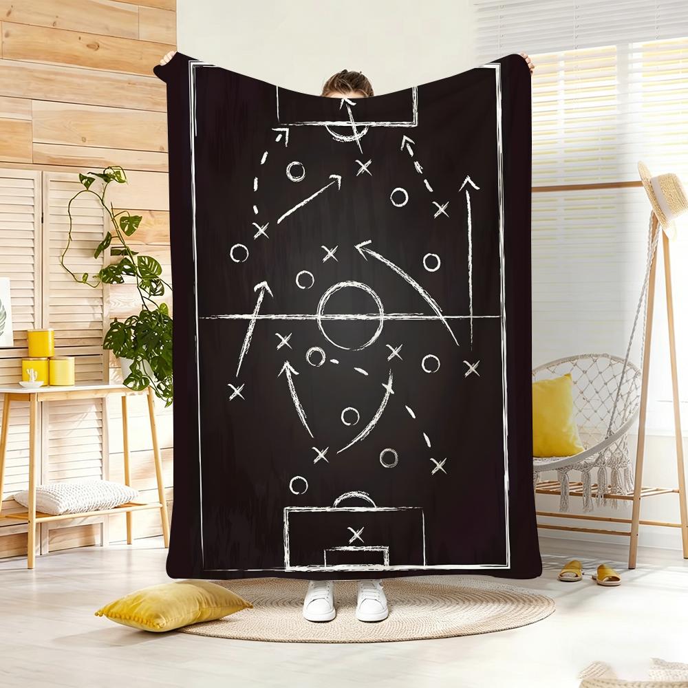 Art Vintage Football Formation Graphic Throw Lightweight  Flannel Blanket Soft Skin-Friendly For Summer Cooling