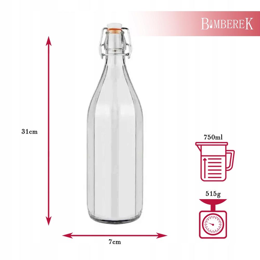6X COSTOLATA Bottle 750ml with MECHANICAL CORK Bottles for Tinctures 0.75l