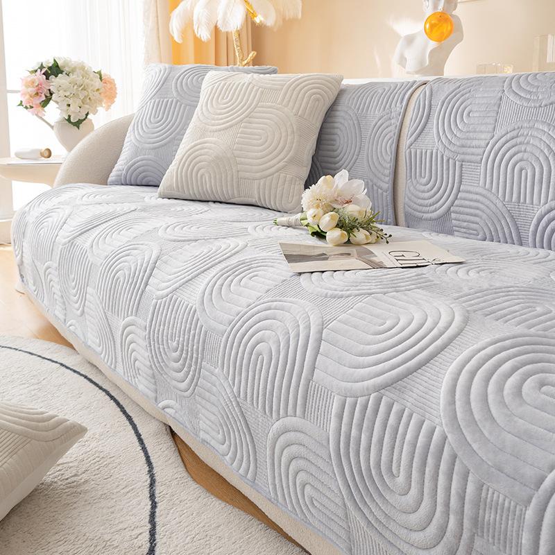Nordic Ins Plush Sofa Cushion Home Living Room Sofa Cushion Thickened Non-Slip Cover Towel Dust Cover Winter Winter