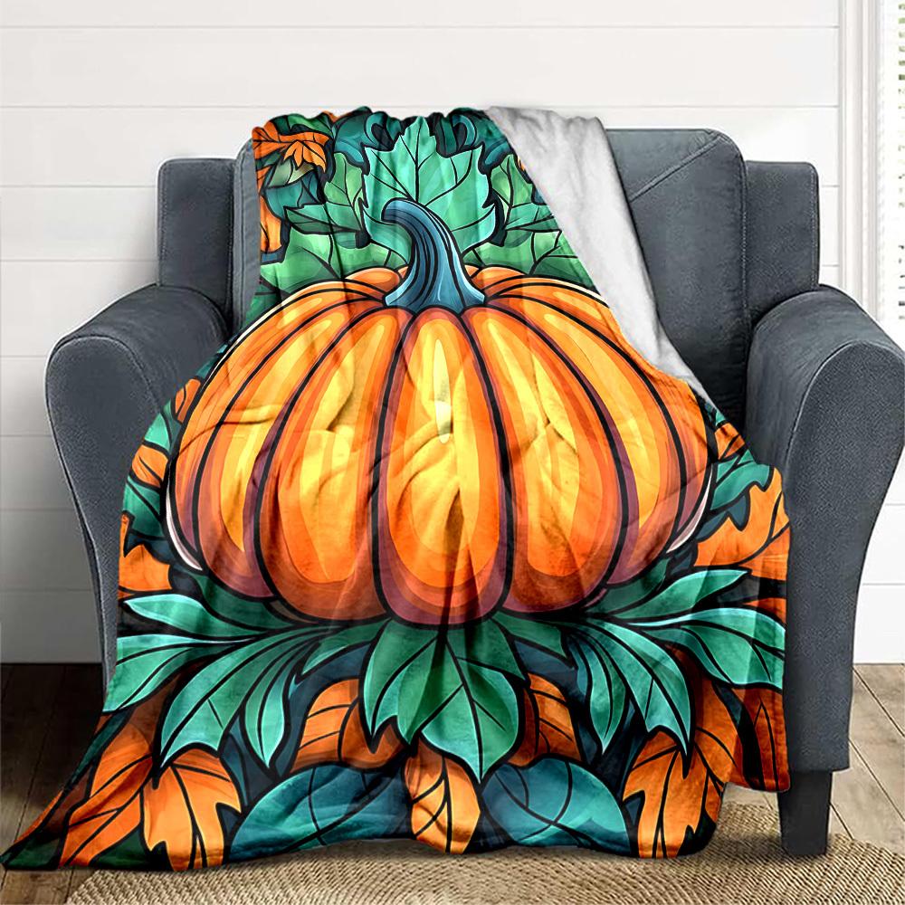 1pc Pumpkin Halloween Blanket, Lightweight Flannel Throw Blanket for Sofa, Bed, Travel, Camping, Living Room, Office, Couch, Chair, and Bed