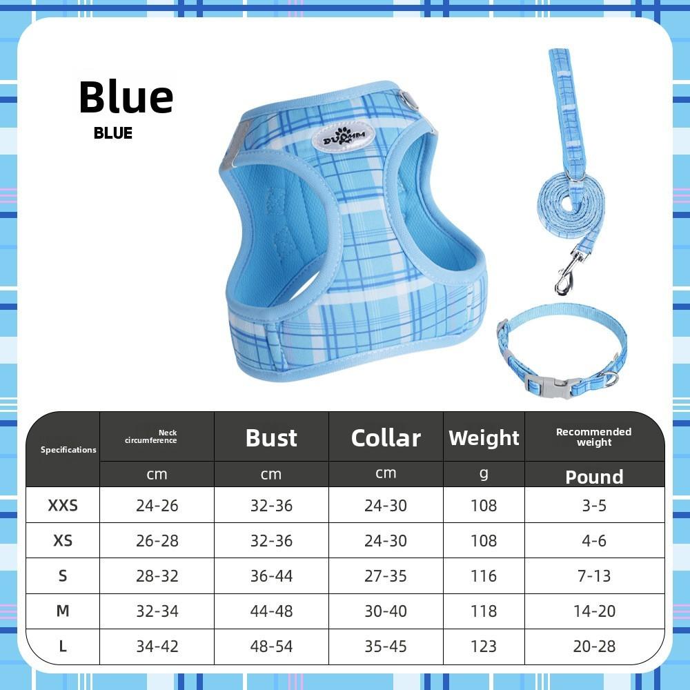 Dog Walking Harness Kit With Non Extendable Leash And Collar For Small Pets