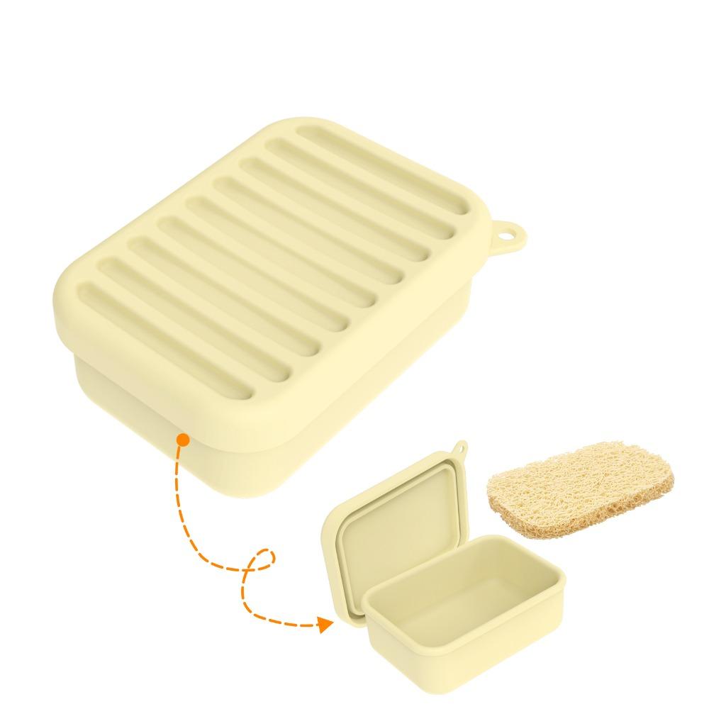 Travel Essential Portable Soap Box with Lid Square Leakproof Travel Soap Dish Silicone Soap Storage Box