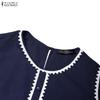 ZANZEA Women Casual Round Neck Loose Sleeveless Dress
