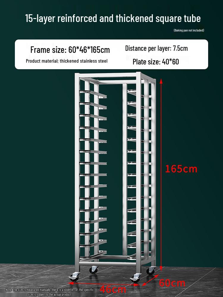 Stainless Steel Baking Tray Trolley: Multi-Tier Rack for Bread, Cake, and Oven Sheets.