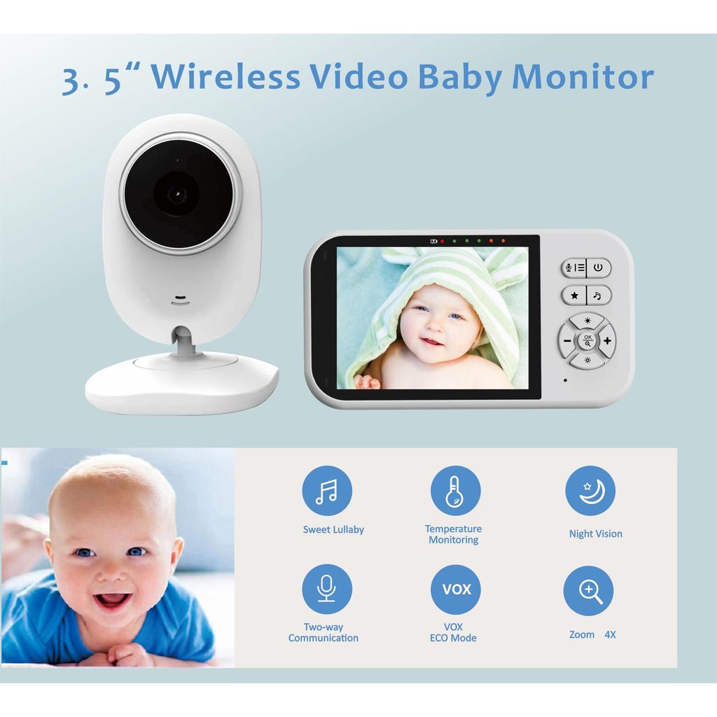 Babysitter SP316 Monitor de vídeo para bebês 2.4G sem fio com LCD de 3,5 polegadas Áudio bidirecional Falar Visão noturna Câmera de segurança de vigilância