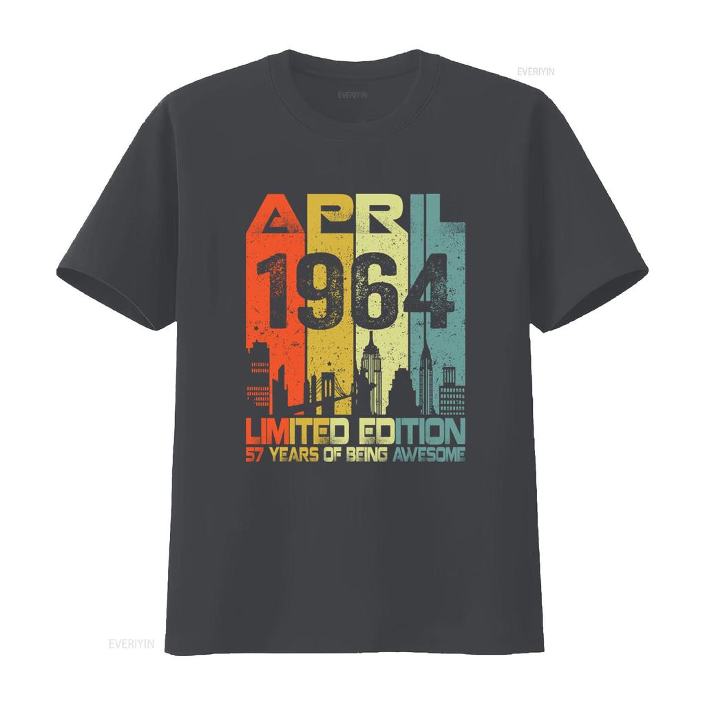 Vintage April 1964 57 Years Of Being Awesome Limited Edition T Shirt vintage Washed Stretched graphic homme Casual Comfortable