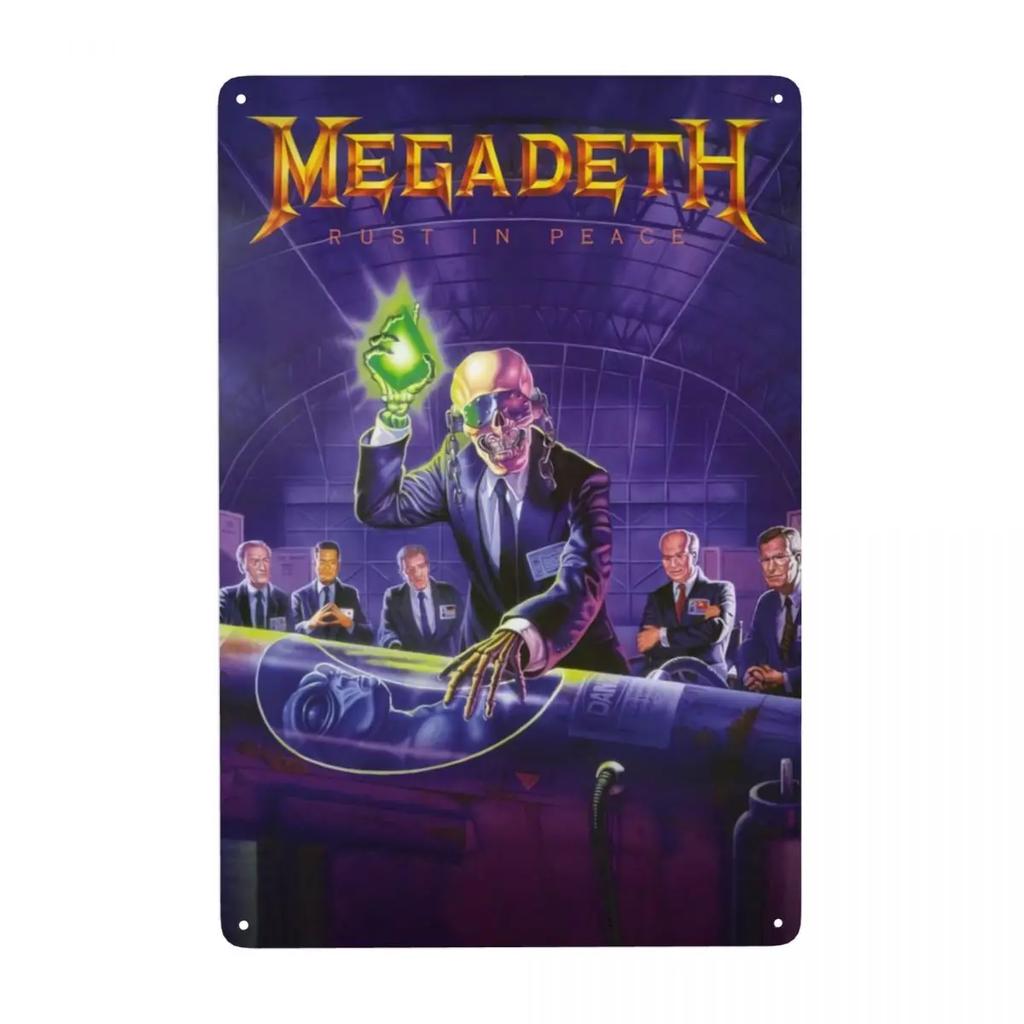Megadeths Skull Metal Tin Sign Custom Retro Heavy Metal Band Plaque for Pub Cafe Yard Man Cave Bar Home Decor