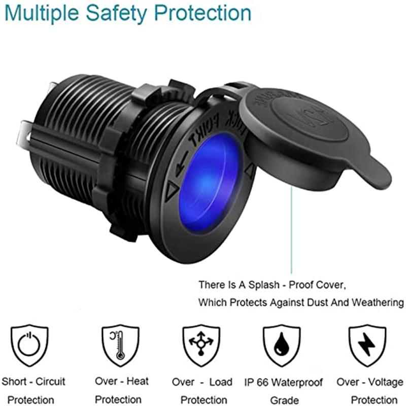 12V-24V Auto-Zigarettenanzünder-wasserdichte Steckdose, geeignet für Boots-Auto-Motorrad-Traktor-Steckdose und Autozubehör