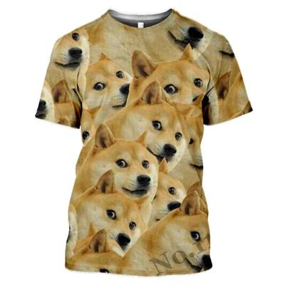 Summer Round Neck Shiba Inu 3D Print Top Doge Fan Streetwear Fashionable Casual Short Sleeved Men's T-shirts