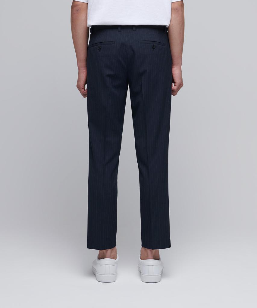 Musinsa Standard Pinstripe Tapered Hidden Banding Crop Slacks [Navy]