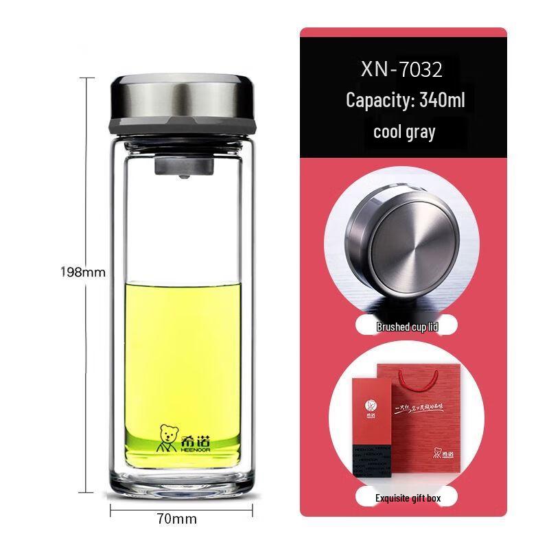 Heenoor Portable Double-Wall Borosilicate Glass Bottle
